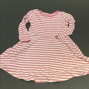 Primary Pink and White Striped Casual Dress